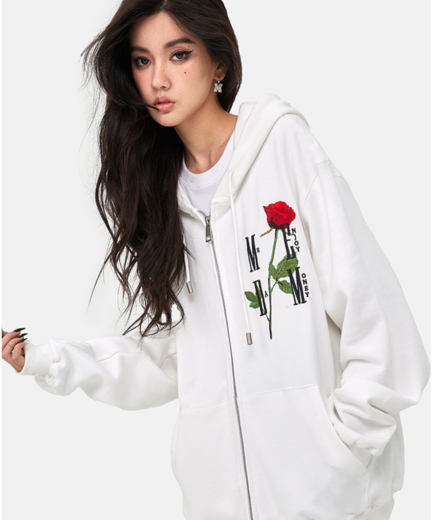 ＣＨＥＳＴ　ＲＯＳＥ　ＰＲＩＮＴ　ＺＩＰ　ＨＯＯＤＩＥ