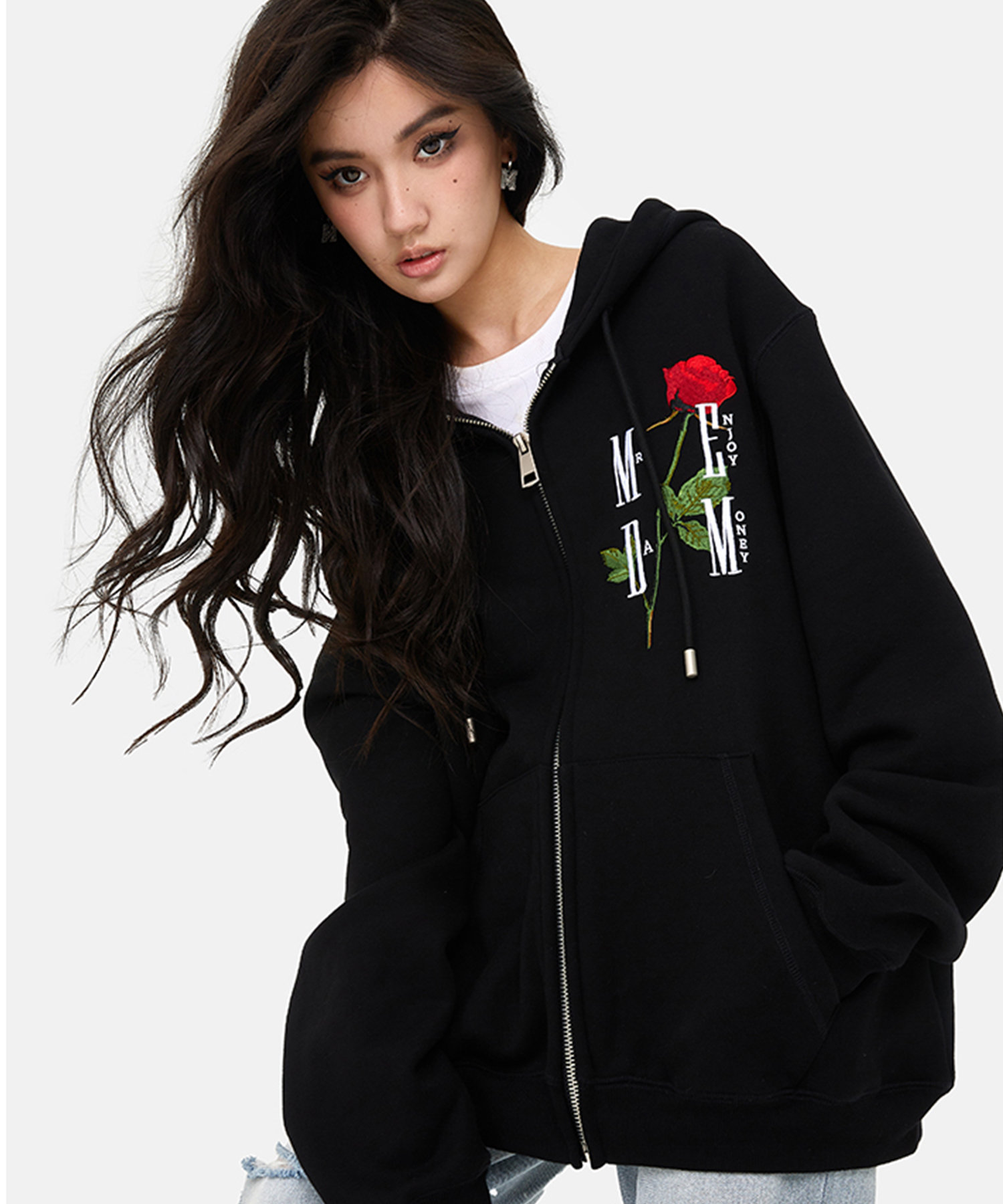 ＣＨＥＳＴ　ＲＯＳＥ　ＰＲＩＮＴ　ＺＩＰ　ＨＯＯＤＩＥ